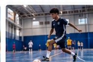 Jogador em quadra de futsal